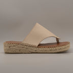 La Maison de l’Espadrille 700-8 – sandali infradito in pelle con zeppa in corda - beige - scarpe di qualità venduta a Milano da Pli-Pla