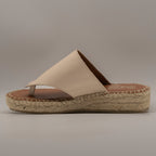 La Maison de l’Espadrille 700-8 – sandali infradito in pelle con zeppa in corda - beige - scarpe di qualità venduta a Milano da Pli-Pla