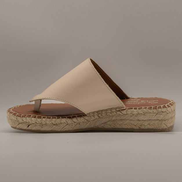 La Maison de l’Espadrille 700-8 – sandali infradito in pelle con zeppa in corda - beige - scarpe di qualità venduta a Milano da Pli-Pla
