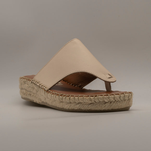 La Maison de l’Espadrille 700-8 – sandali infradito in pelle con zeppa in corda - beige - scarpe di qualità venduta a Milano da Pli-Pla