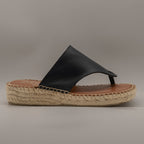 La Maison de l’Espadrille 700-8 – sandali infradito in pelle con zeppa in corda - marino - scarpe di qualità venduta a Milano da Pli-Pla
