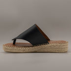 La Maison de l’Espadrille 700-8 – sandali infradito in pelle con zeppa in corda - marino - scarpe di qualità venduta a Milano da Pli-Pla