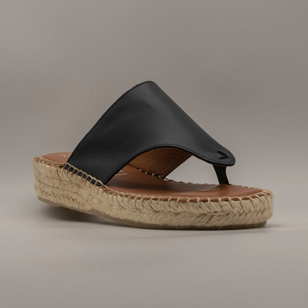La Maison de l’Espadrille 700-8 – sandali infradito in pelle con zeppa in corda - marino - scarpe di qualità venduta a Milano da Pli-Pla