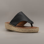La Maison de l’Espadrille 700-8 – sandali infradito in pelle con zeppa in corda - marino - scarpe di qualità venduta a Milano da Pli-Pla