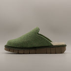 Le Tirolesi 1010 – Ciabatte donna in lana cotta con pelo - verde mela - scarpe di qualità venduta a Milano da Pli-Pla