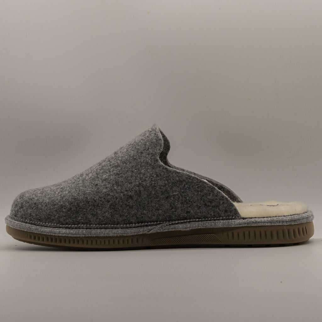 Le Tirolesi 1012 – Ciabatte uomo in lana cotta con pelo - grigio fucile - scarpe di qualità venduta a Milano da Pli-Pla