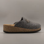 Le Tirolesi 303 – Pantofole donna in lana cotta con zeppa alta 5 cm - grigio fumo