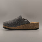 Le Tirolesi 303 – Pantofole donna in lana cotta con zeppa alta 5 cm - grigio fumo
