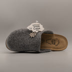 Le Tirolesi 303 – Pantofole donna in lana cotta con zeppa alta 5 cm - grigio fumo