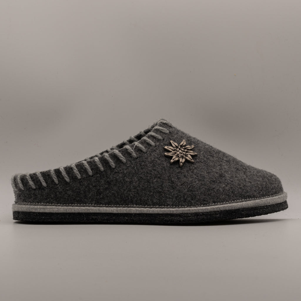 Le Tirolesi 683 – Ciabatte donna in lana cotta con plantare estraibile - grigio fumo - scarpe di qualità venduta a Milano da Pli-Pla