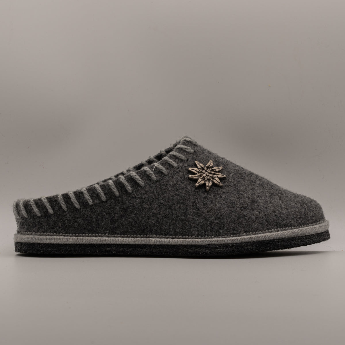Le Tirolesi 683 – Ciabatte donna in lana cotta con plantare estraibile - grigio fumo - scarpe di qualità venduta a Milano da Pli-Pla