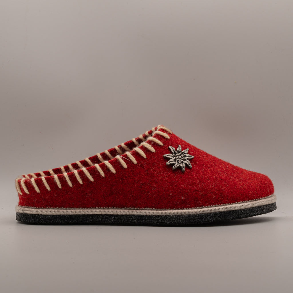 Le Tirolesi 683 – Ciabatte donna in lana cotta con plantare estraibile - rosso ciliegia - scarpe di qualità venduta a Milano da Pli-Pla