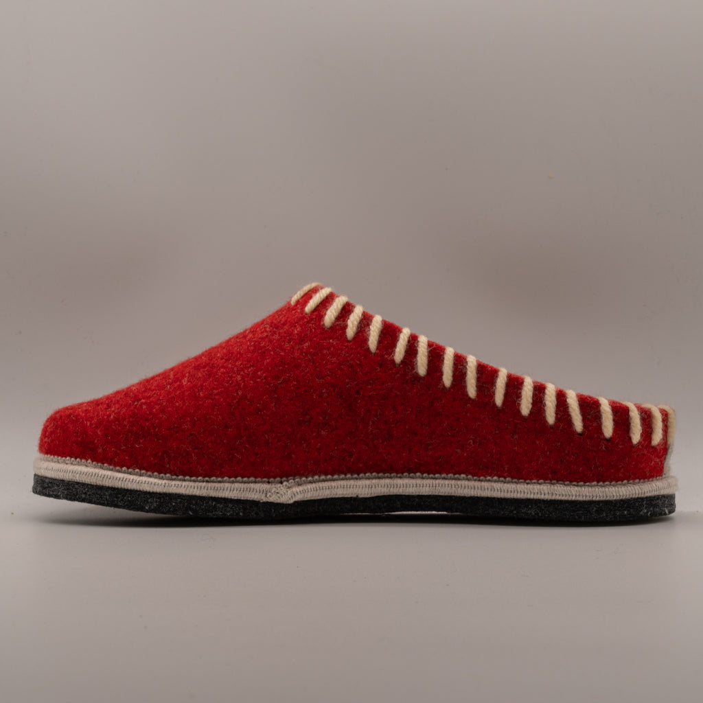 Le Tirolesi 683 – Ciabatte donna in lana cotta con plantare estraibile - rosso ciliegia - scarpe di qualità venduta a Milano da Pli-Pla