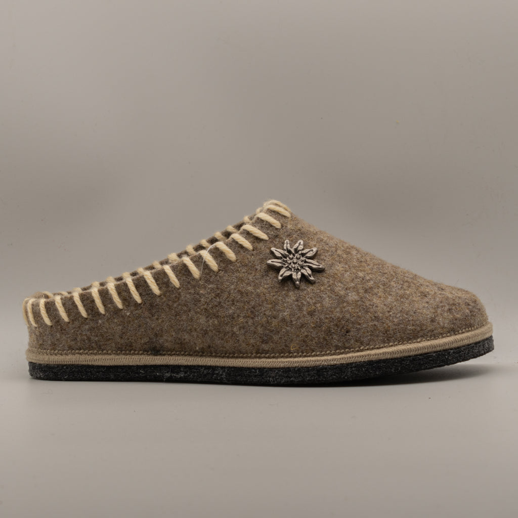 Le Tirolesi 683 – Ciabatte donna in lana cotta con plantare estraibile - grigio taupe - scarpe di qualità venduta a Milano da Pli-Pla