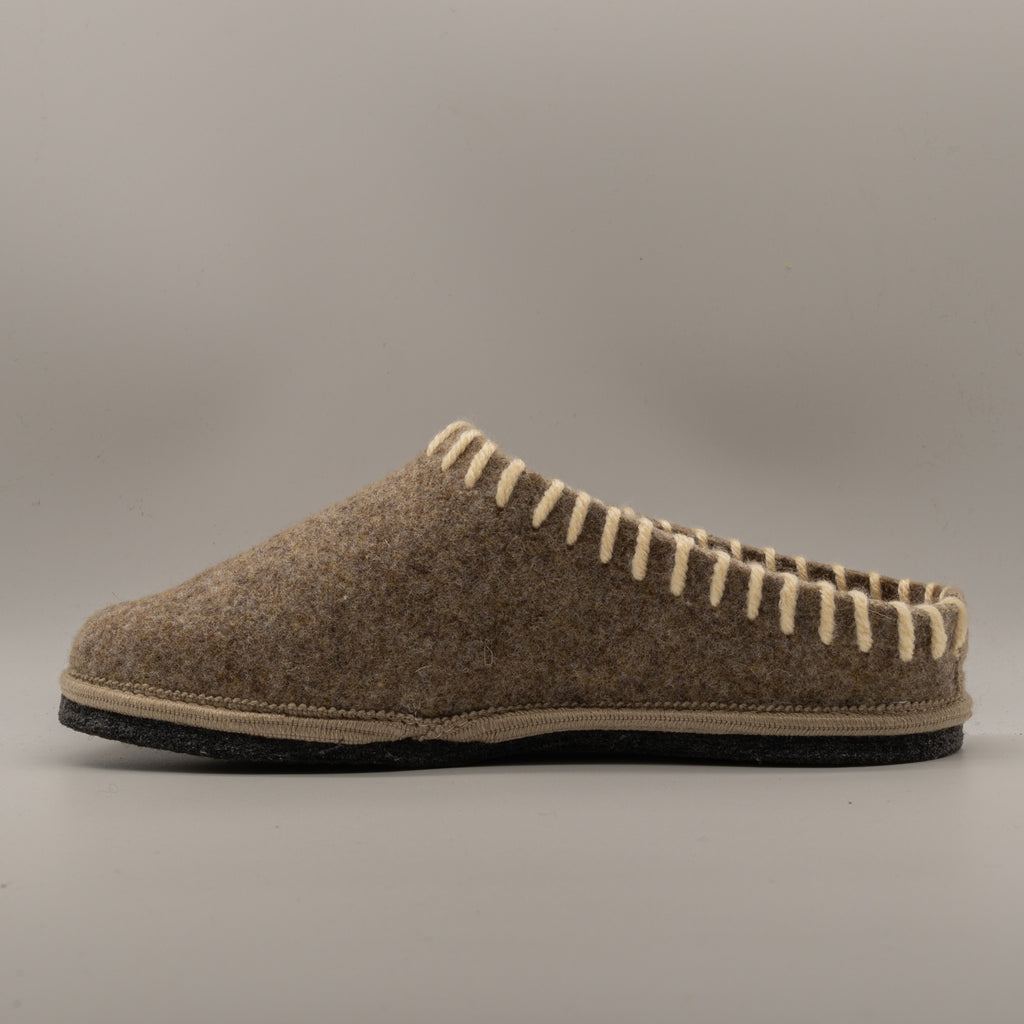 Le Tirolesi 683 – Ciabatte donna in lana cotta con plantare estraibile - grigio taupe - scarpe di qualità venduta a Milano da Pli-Pla