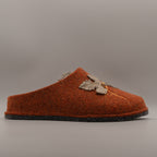 Le Tirolesi 764 – Pantofole donna in lana con ricamo autunnale - arancio corten - scarpe di qualità venduta a Milano da Pli-Pla