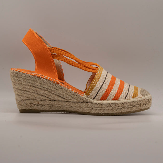 Maison de l’Espadrille 603-7 – campesine con zeppa 5 corde a righe - arancio - scarpe di qualità venduta a Milano da Pli-Pla