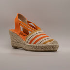 Maison de l’Espadrille 603-7 – campesine con zeppa 5 corde a righe - arancio - scarpe di qualità venduta a Milano da Pli-Pla