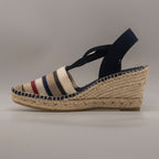 Maison de l’Espadrille 603-7 – campesine con zeppa 5 corde a righe - blu - scarpe di qualità venduta a Milano da Pli-Pla