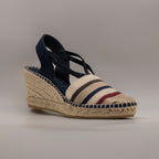 Maison de l’Espadrille 603-7 – campesine con zeppa 5 corde a righe - blu - scarpe di qualità venduta a Milano da Pli-Pla