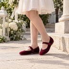 Batilas 17351 – ballerine bambina in velluto con cinturino Mary Jane - bordeaux