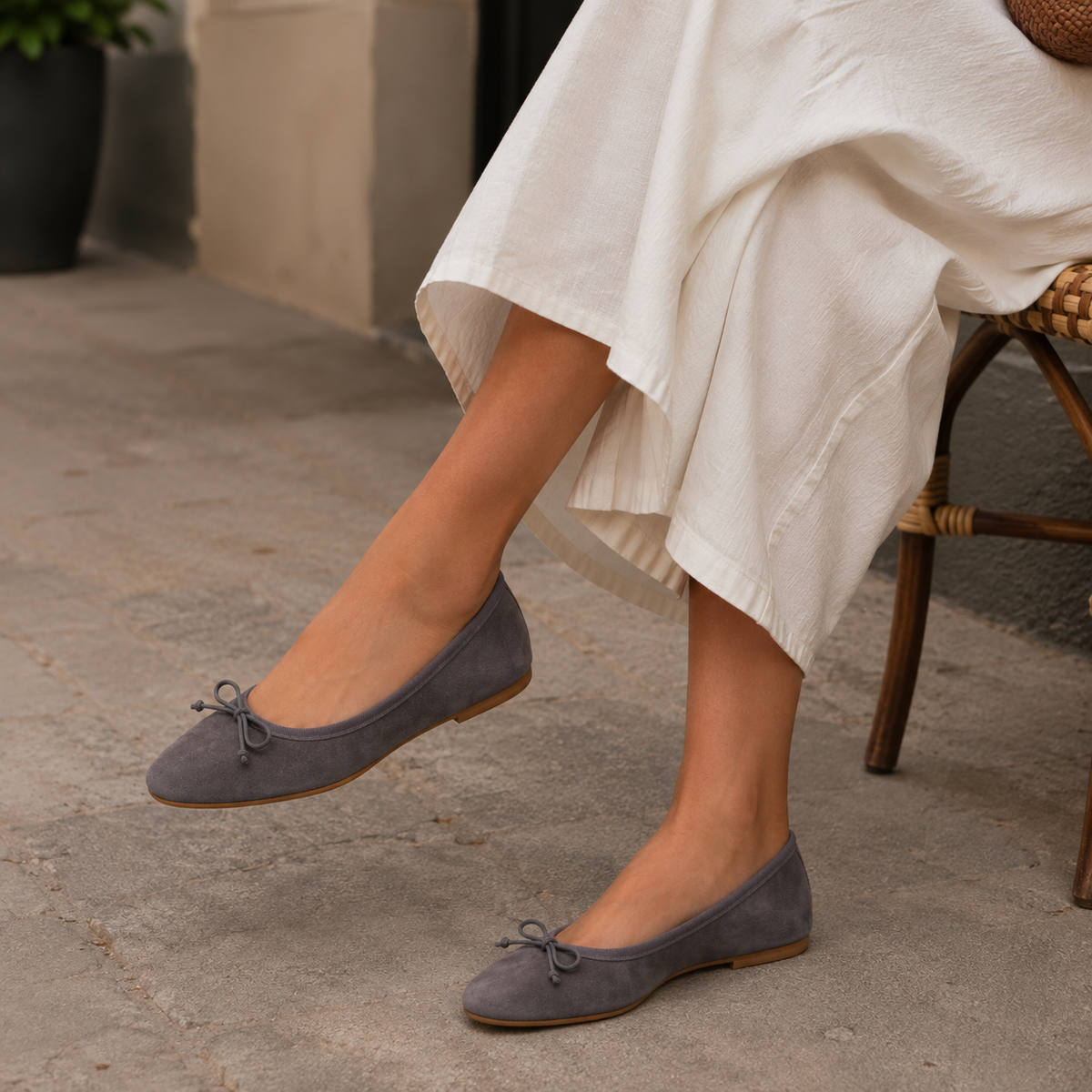 Moska Loska Pli-Pla - Ballerine Made in Italy in Pelle Camoscio Grigio Cocco - scarpe di qualità venduta a Milano da Pli-Pla