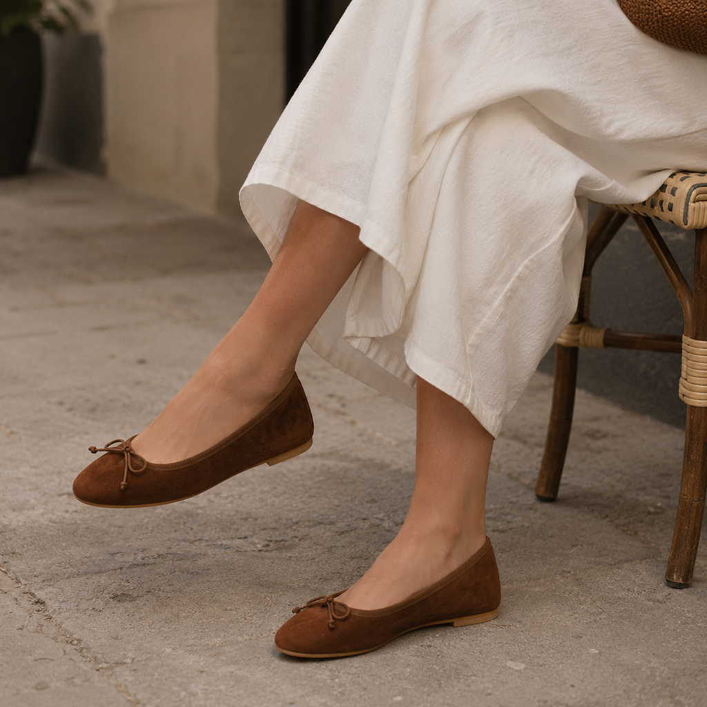 Moska Loska Pli-Pla - Ballerine Made in Italy in Pelle Camoscio Cioccolato - scarpe di qualità venduta a Milano da Pli-Pla