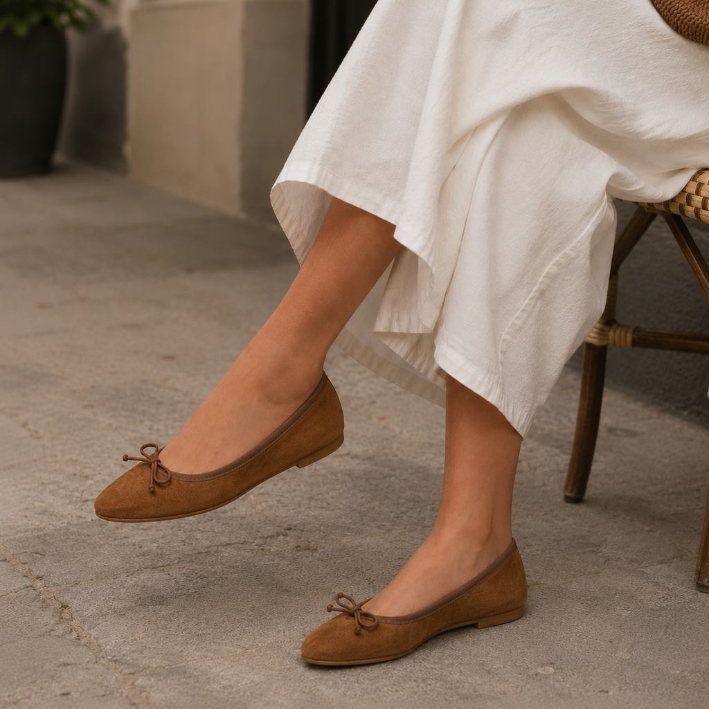 Moska Loska Pli-Pla - Ballerine Made in Italy in Pelle Camoscio Cuoio - scarpe di qualità venduta a Milano da Pli-Pla