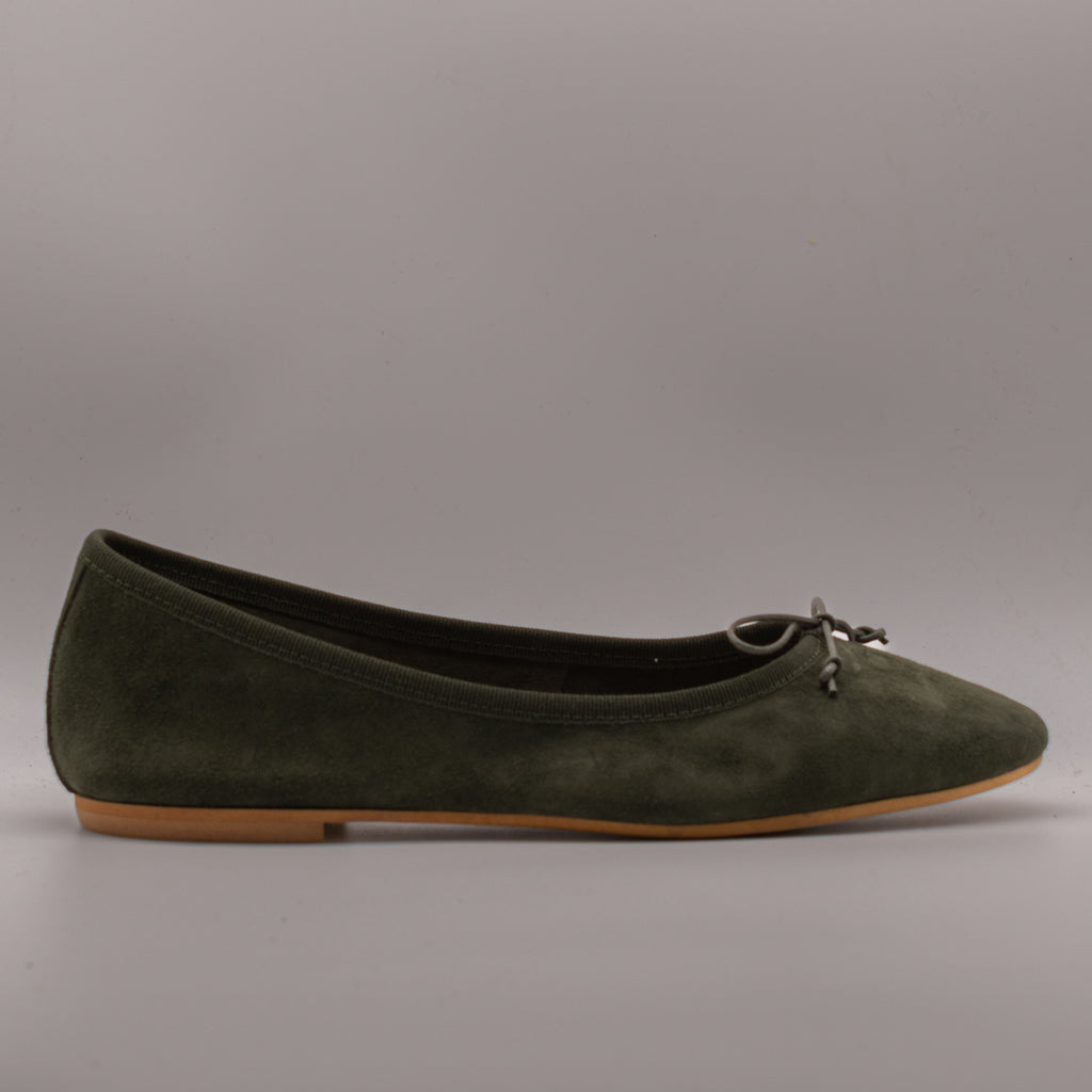 Moska Loska Pli-Pla - Ballerine Made in Italy in Pelle Camoscio Verde Selvatico - scarpe di qualità venduta a Milano da Pli-Pla