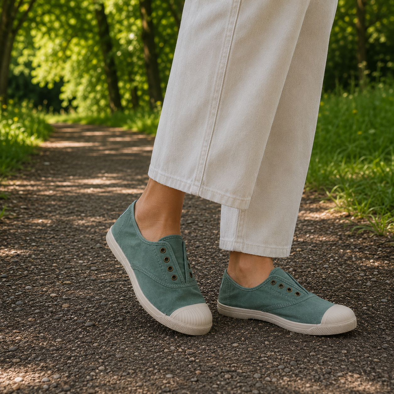 Natural World Old Lavanda 102E – slip-on in cotone organico comode e traspiranti - verde albahacha - scarpe di qualità venduta a Milano da Pli-Pla