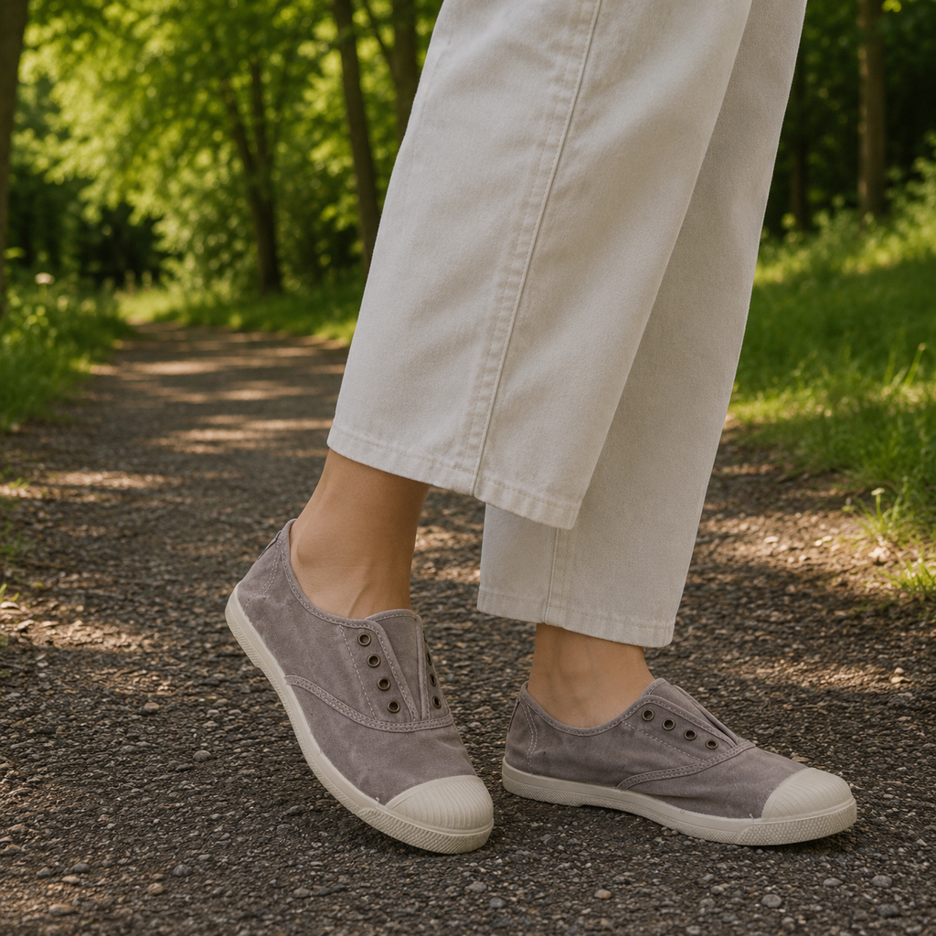Natural World Old Lavanda 102E – slip-on in cotone organico comode e traspiranti - grigio chiaro - scarpe di qualità venduta a Milano da Pli-Pla