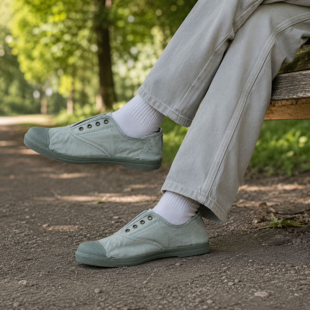 Natural World Old Lavanda 102E – slip-on in cotone organico comode e traspiranti - verde aqua - scarpe di qualità venduta a Milano da Pli-Pla