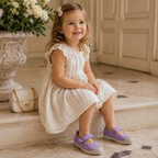 Natural World Old Cebosa 476E – sneaker bambina stile Mary Jane in cotone organico - lilla - scarpe di qualità venduta a Milano da Pli-Pla