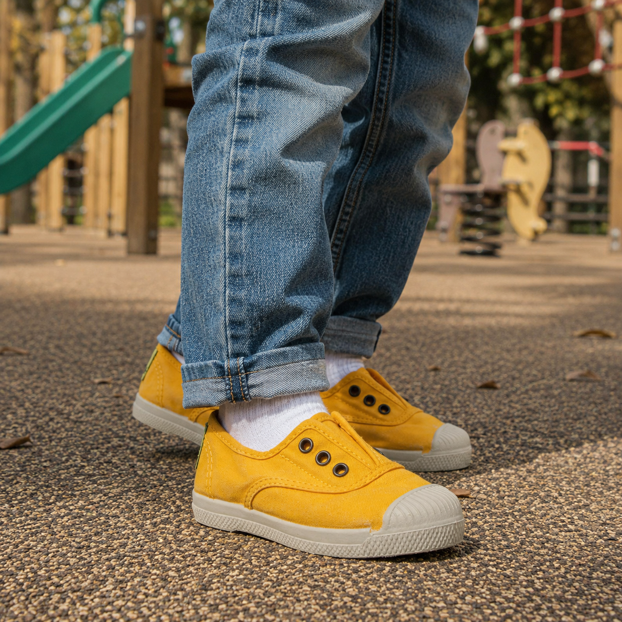 Natural World Old Grape 470E – sneaker bambino in cotone organico leggere e traspiranti - giallo golden - scarpe di qualità venduta a Milano da Pli-Pla