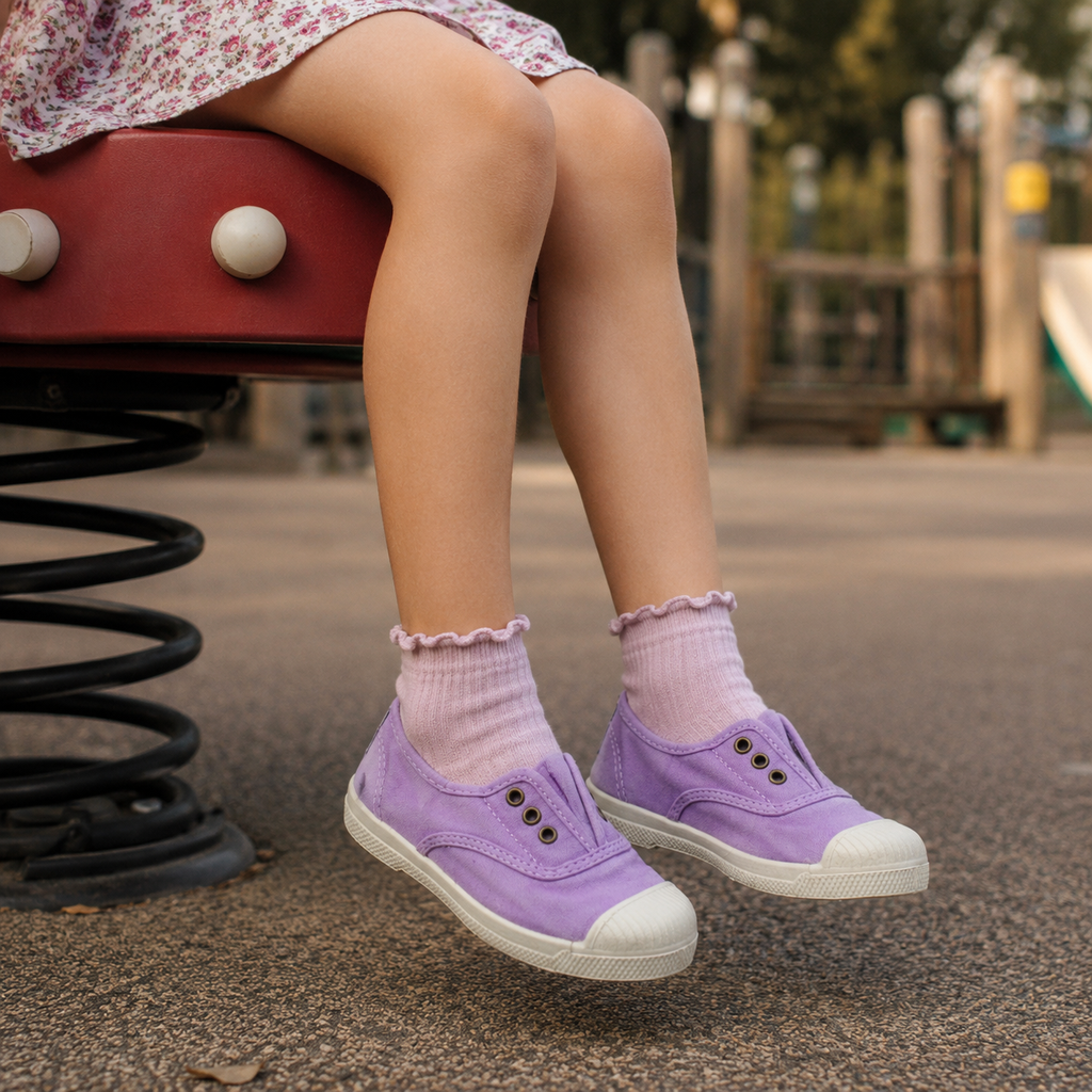 Natural World Old Grape 470E – sneaker bambino in cotone organico leggere e traspiranti - lilla - scarpe di qualità venduta a Milano da Pli-Pla