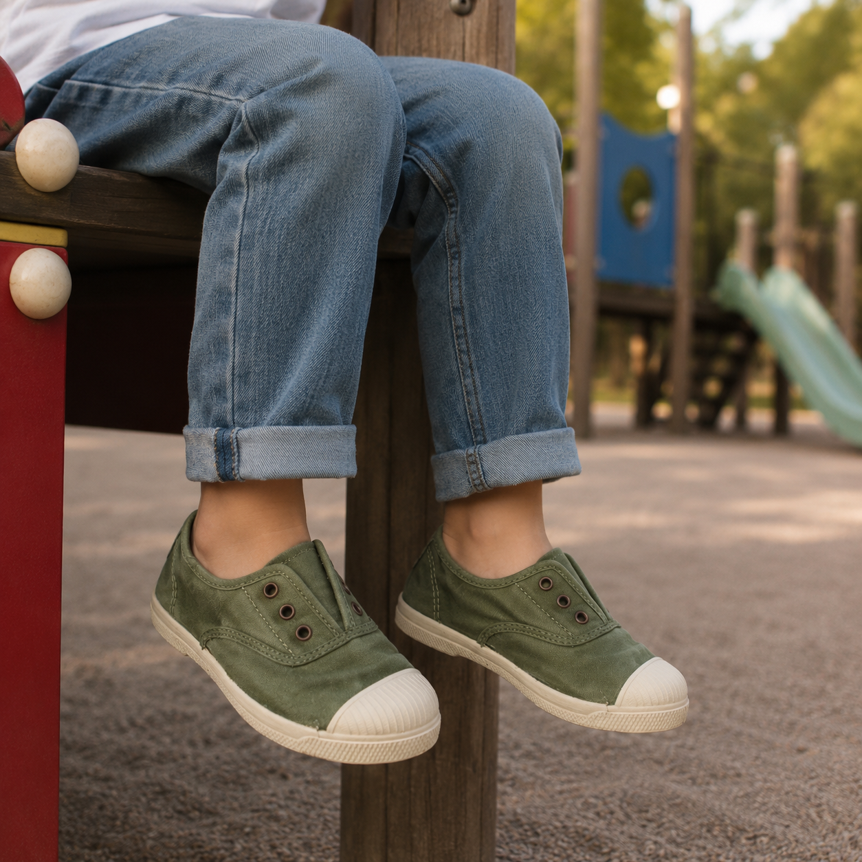 Natural World Old Grape 470E – sneaker bambino in cotone organico leggere e traspiranti - verde oliva - scarpe di qualità venduta a Milano da Pli-Pla