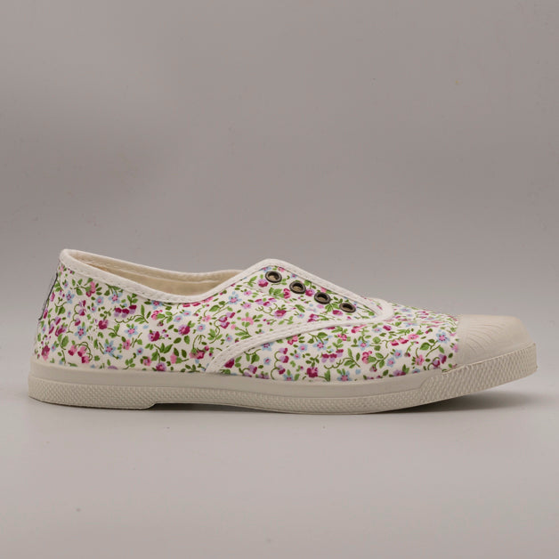 Natural World Koala 119 – slip-on in cotone organico comode e traspiranti - bianco a fiori - scarpe di qualità venduta a Milano da Pli-Pla