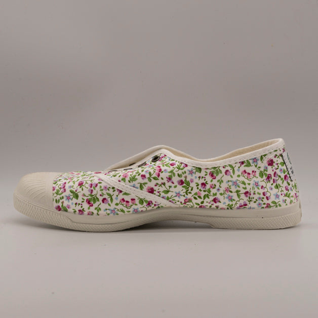 Natural World Koala 119 – slip-on in cotone organico comode e traspiranti - bianco a fiori - scarpe di qualità venduta a Milano da Pli-Pla