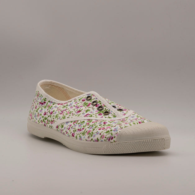 Natural World Koala 119 – slip-on in cotone organico comode e traspiranti - bianco a fiori - scarpe di qualità venduta a Milano da Pli-Pla