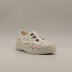 Natural World Leria 471 – sneaker bambino in cotone organico leggere e traspiranti - bianco a fiori - scarpe di qualità venduta a Milano da Pli-Pla