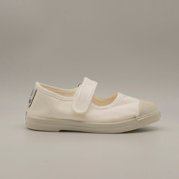 Natural World Old Cebosa 476E – sneaker bambina stile Mary Jane in cotone organico - bianco - scarpe di qualità venduta a Milano da Pli-Pla