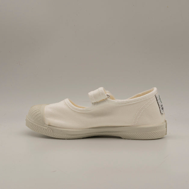 Natural World Old Cebosa 476E – sneaker bambina stile Mary Jane in cotone organico - bianco - scarpe di qualità venduta a Milano da Pli-Pla