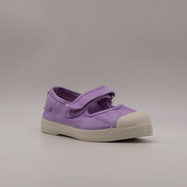 Natural World Old Cebosa 476E – sneaker bambina stile Mary Jane in cotone organico - lilla - scarpe di qualità venduta a Milano da Pli-Pla