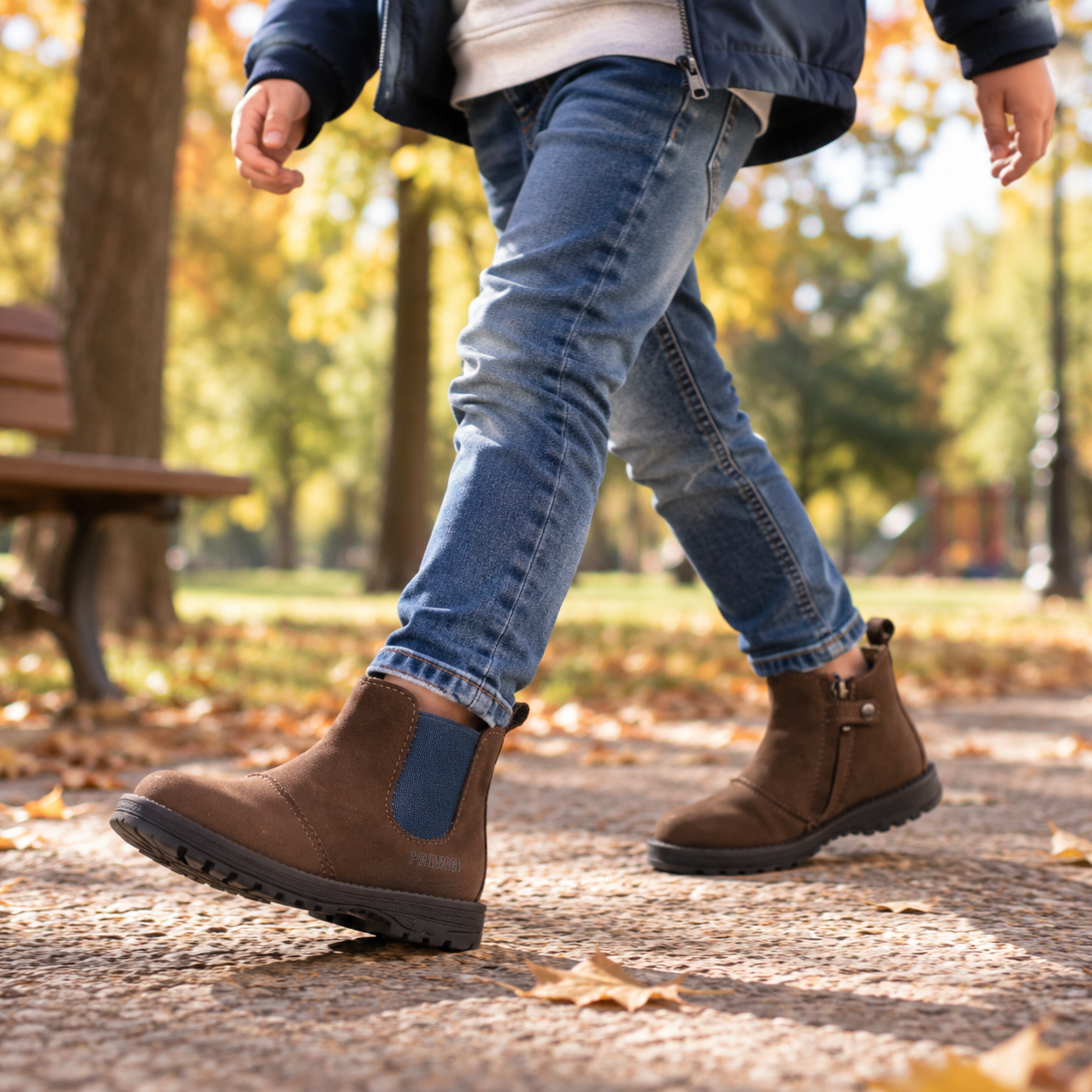 Primigi 2413211 – Stivaletti primi passi bambino in pelle nabuk con zip - marrone