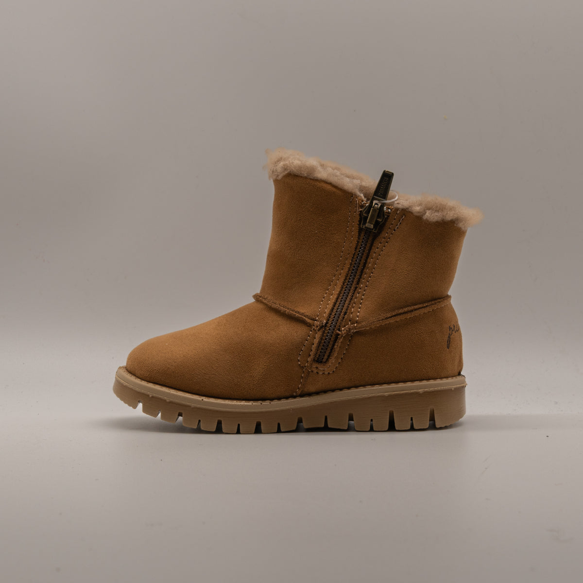 Primigi 2873100 – Botines de niña gris metalizado con cremallera lateral
