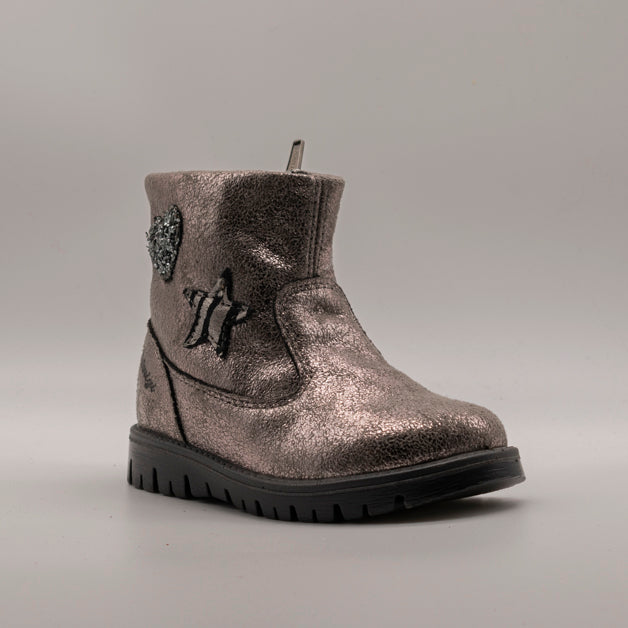 Primigi 2860011 – Stivaletti bambina grigio metallizzato con zip laterale - scarpe di qualità venduta a Milano da Pli-Pla