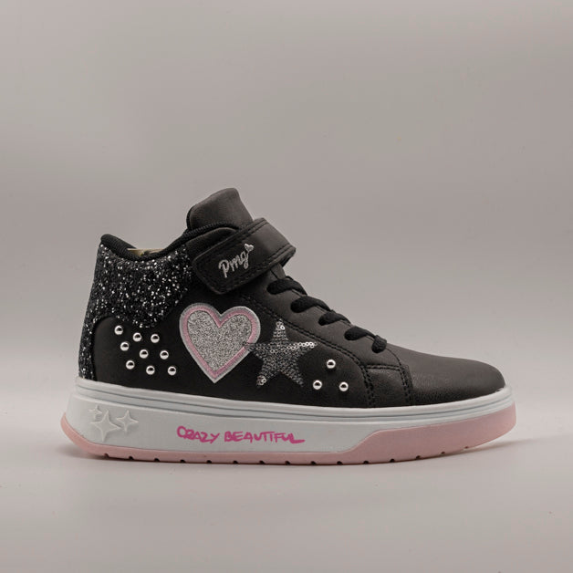 Primigi 6972422 – Sneakers bambina nere con velcro e cuori nero - scarpe di qualità venduta a Milano da Pli-Pla