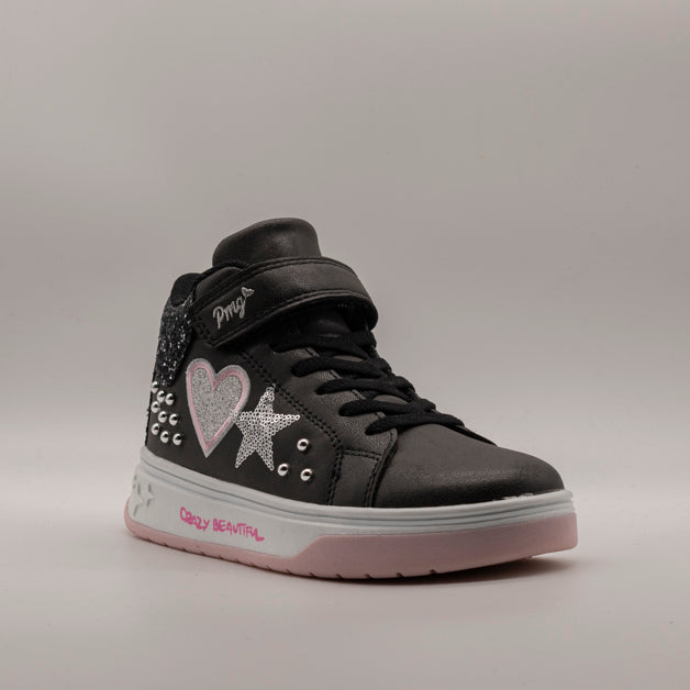 Primigi 6972422 – Sneakers bambina nere con velcro e cuori nero - scarpe di qualità venduta a Milano da Pli-Pla