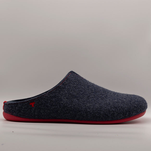 Tratti ciabatte da uomo in lana cotta 251B blu - scarpe di qualità venduta a Milano da Pli-Pla