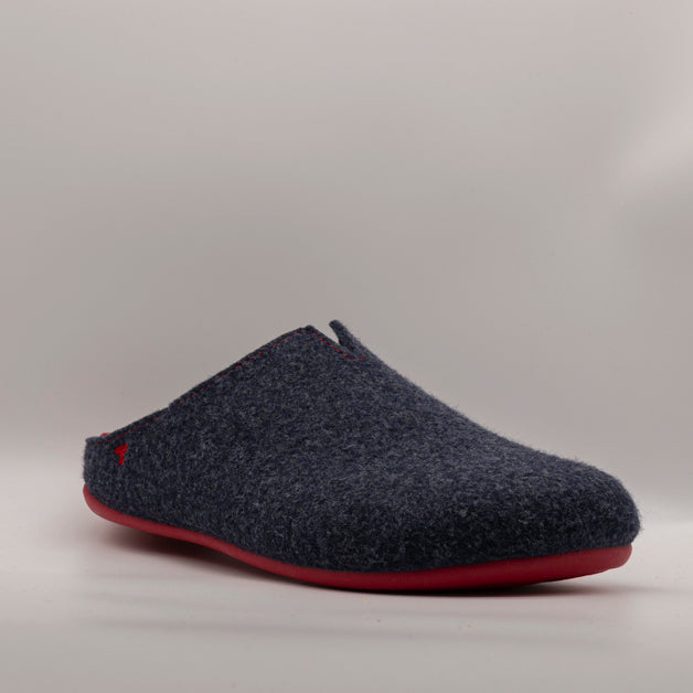 Tratti ciabatte da uomo in lana cotta 251B blu - scarpe di qualità venduta a Milano da Pli-Pla